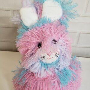 Adorable Pink Pastel Easter Basket Bunny Stuffed Animal Rabbit 9" Fuzzy